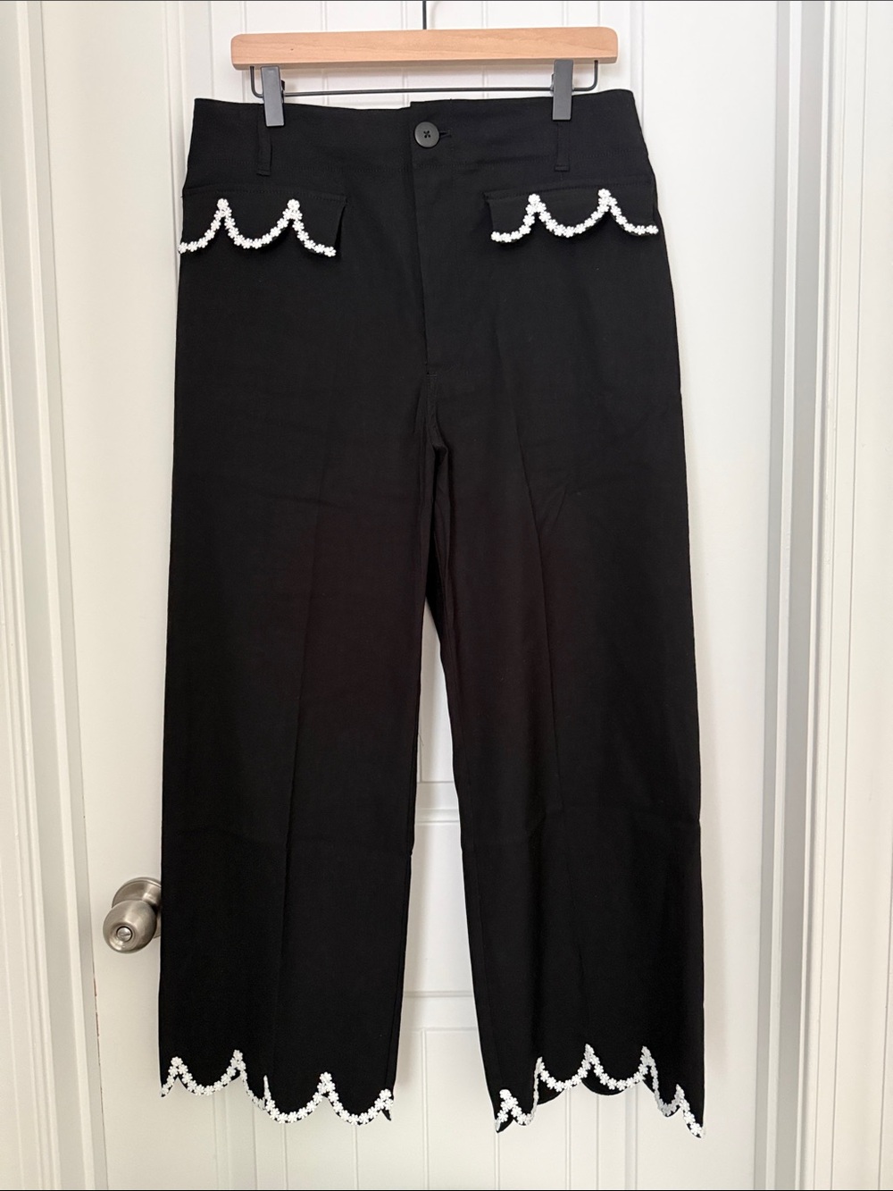 NWT ANTHRO Colette Scalloped Crop Wide-Leg Pants by Maeve (size 31) - Picture 5 of 9
